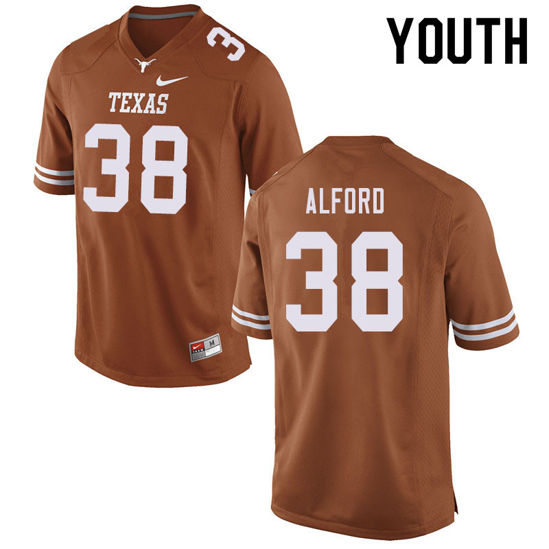 Youth #38 Parker Alford Texas Longhorns College Football Jerseys Sale-Orange